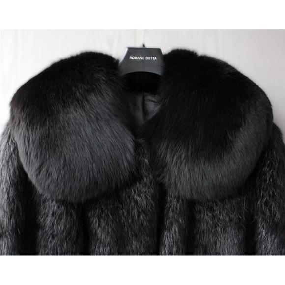XXL Black Real Nutria Fur Vintage Coat - Picture 2 of 8